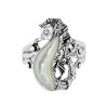 Sterling Silver Mother of Pearl With Swiss Blue Topaz Seahorse Ring
