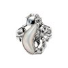 Sterling Silver Mother of Pearl With Swiss Blue Topaz Seahorse Ring