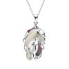 Sterling Silver Black And White Mother of Pearl Dolphin Pendant With Chain 18 Inches