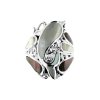 Sterling Silver Black And White Mother of Pearl Dolphin Ring