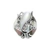 Sterling Silver Black And White Mother of Pearl Dolphin Ring