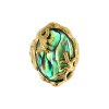 Sterling Silver Abalone Ring Over 18K Yellow Gold Plated