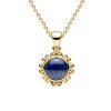 Sterling Silver Lapis Lazuli Pendant Over 18K Yellow Gold Plated With Chain 18 Inches