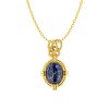 Sterling Silver Lapis Lazuli Pendant Over 18K Yellow Gold Plated With Chain 18 Inches