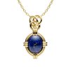 Sterling Silver Lapis Lazuli Pendant Over 18K Yellow Gold Plated With Chain 18 Inches