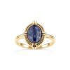 Sterling Silver Lapis Lazuli Ring Over 18K Yellow Gold Plated