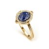 Sterling Silver Lapis Lazuli Ring Over 18K Yellow Gold Plated