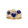 Sterling Silver Lapis Lazuli Ring Over 18K Yellow Gold Plated