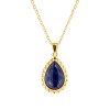 Sterling Silver Lapis Lazuli Pendant Over 18K Yellow Gold Plated With Chain 18 Inches