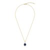 Sterling Silver Lapis Lazuli Pendant Over 18K Yellow Gold Plated With Chain 18 Inches