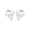 Sterling Silver Diamond Abstract Pendant Earrings