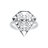 Sterling Silver Diamond Abstract Ring