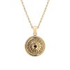 Sterling Silver Garnet Yellow Gold Plated Pendant With Chain 18 Inches