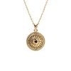 Sterling Silver Garnet Yellow Gold Plated Pendant With Chain 18 Inches