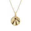 Sterling Silver Garnet Yellow Gold Plated Pendant With Chain 18 Inches