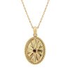 Sterling Silver Garnet Yellow Gold Plated Pendant With Chain 18 inches