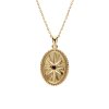 Sterling Silver Garnet Yellow Gold Plated Pendant With Chain 18 inches