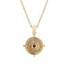 Sterling Silver Garnet Yellow Gold Plated Pendant With Chain 18 Inches