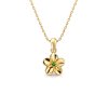 Sterling Silver chrome diopside Flower, Yellow Gold Plated Pendant With Chain 18 Inches