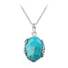 Sterling Silver Turquoise Pendant with Chain 18 Inches