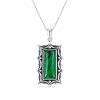 Sterling Silver Malachite Pendant With Chain 18 Inches