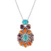 Sterling SilverTurquoise & Multi-Color Spiny Oyster Pendant With Chain 18 Inches