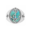 Sterling Silver Turquoise Anchor Men's Ring