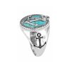 Sterling Silver Turquoise Anchor Men's Ring