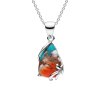 Blended Turquoise With Spiny Oyster Shell Sterling Silver Pendant With Chain