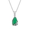 Sterling Silver Green Onyx Pendant With Chain 18 Inches