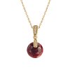 Sterling Silver Dyed Ruby Red & White Topaz Corundum Pendant With Chain 18 Inches