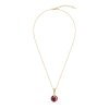 Sterling Silver Dyed Ruby Red Corundum & White Topaz Pendant With Chain 18 Inches