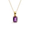 Sterling Silver Amethyst Pendant Over 18K Yellow Gold Plated With Chain 18 Inches
