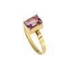 Sterling Silver Amethyst Ring Over 18K Yellow Gold Plated
