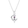 Sterling Silver African Amethyst Cat Pendant With Chain 18 Inches