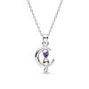 Sterling Silver African Amethyst Cat Pendant With Chain 18 Inches