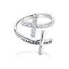 Sterling Silver White Cubic Zirconia Cross Ring