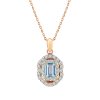 Sterling Silver Sky Blue Topaz & White Topaz Over Rose Gold Plated With Chain 18 Inches