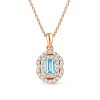 Sterling Silver Sky Blue Topaz & White Topaz Over Rose Gold Plated With Chain 18 Inches