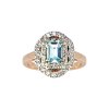Sterling Silver Sky Blue Topaz & White Topaz Ring Over Rose Gold Plated