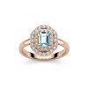 Sterling Silver Sky Blue Topaz & White Topaz Ring Over Rose Gold Plated