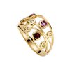 Sterling Silver  Multi Gemstone Ring Over 18K Yellow Gold Plated
