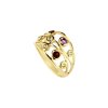 Sterling Silver  Multi Gemstone Ring Over 18K Yellow Gold Plated
