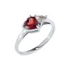 Sterling Silver Garnet & White Topaz Ring