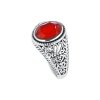 Sterling Silver Carnelian Men's Ring Over 18K Yellow Gold Plated