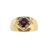 Sterling Silver Garnet Men's Ring Over 18K Yellow Gold Plated
