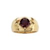 Sterling Silver Garnet Men's Ring Over 18K Yellow Gold Plated