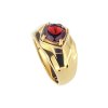 Sterling Silver Garnet Men's Ring Over 18K Yellow Gold Plated