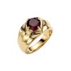 Sterling Silver Garnet Men's Ring Over 18K Yellow Gold Plated