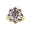 Sterling Silver Tanzanite Ring Over 18K Yellow Gold Plated